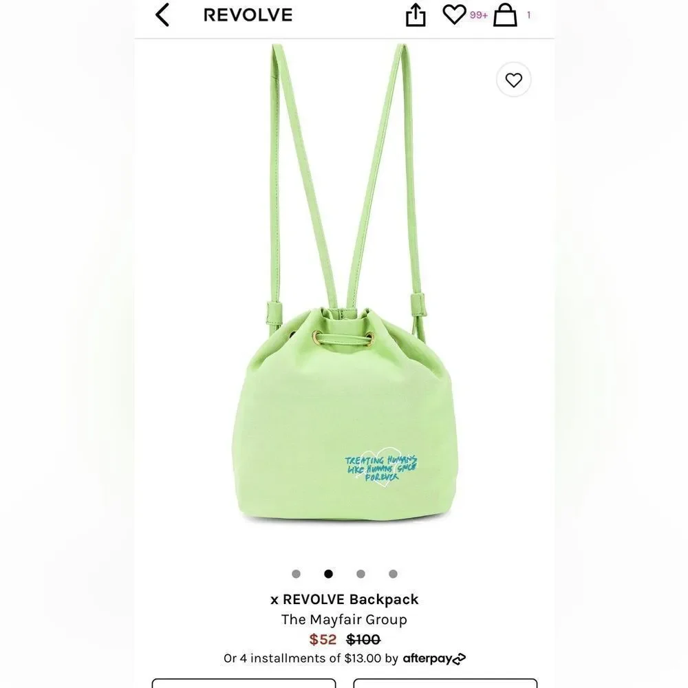 NWT Mayfair x Revolve Festival Backpack green